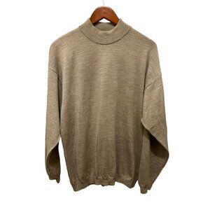 Made in Italy BARNEYS Merino Wool Pullover Knitted Sweater Beige Size Med